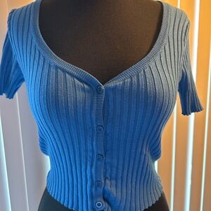 SHEIN Blue Ribbed Crop Top